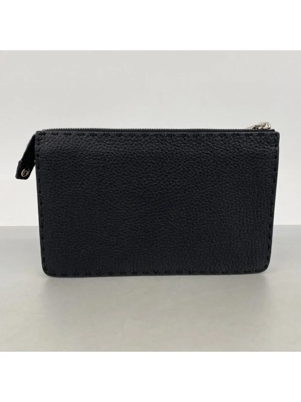 Fendi Clutch Montstar Selleria Leather Black Silver